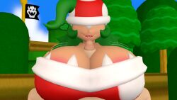 1boy 1girls 3d boobjob breasts green_hair huge_breasts large_breasts long_hair mario_(series) mr_chazz80 paizuri piranha_plant piranha_plant_girl sharp_teeth source_filmmaker super_mario_bros. tagme