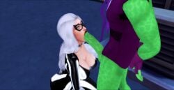 big_breasts big_penis black_cat_(marvel) blowjob felicia_hardy fellatio female green_goblin marvel marvel_comics norman_osborn oral pof3445 sims4 spider-man_(series) the_sims_4