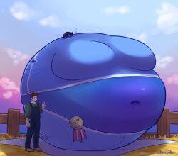 big_breasts blueberry_inflation breasts charlie_and_the_chocolate_factory cutiepopblue ellie_(cutiepopblue) female huge_breasts inflation sunken_head sunken_limbs tagme thick_thighs violet_beauregarde_(cosplay) wide_hips