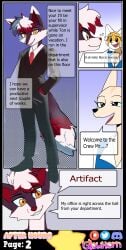 absurd_res aggressive_retsuko aggretsuko ailurid anthro artifact_the_fox big_tail black_body black_clothing black_eyes black_fur black_nose black_shirt black_topwear blue_clothing blue_eyes blue_shirt blue_topwear business_suit canid canine clothing collared_shirt comic comic_page dialogue dialogue_box english_text female fennec_fox fenneko fox full-length_portrait fur furry glowhorn group hair hand_in_pocket hi_res male mammal necktie office_clothing open_mouth orange_body orange_eyes orange_fur page_2 page_number pockets portrait red_body red_fur red_hair red_nose red_panda retsuko sanrio shirt simple_background smile suit tail talking_to_another text tilting_head tongue topwear true_fox undershirt white_body white_clothing white_fur white_hair white_shirt white_topwear