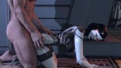 1boy 1girls 3d 3d_(artwork) 3d_animation 3d_model android animated ass ass_focus big_ass bioware curvy curvy_body curvy_female dat_ass doggy_style edi fat_ass male/female mass_effect mass_effect_3 no_sound robot robot_girl sexbot tinted_eyewear video visor