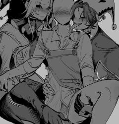 fingering harlequin_(the_freak_circus) monster_on_female pierrot_(the_freak_circus) self_insert the_freak_circus threesome