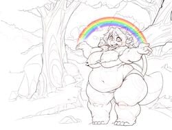 behemuffin dragon female fupa monochrome obese overweight rainbow scalie