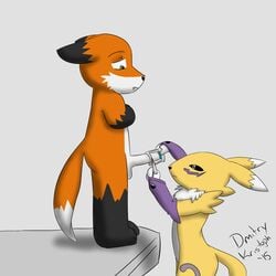 anthro bandai circumcision digimon dmitrykristoph duo female fuchs male mutilation penis punishment renamon torture