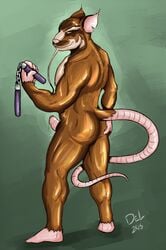 1boy 2015 anthro ass back biceps brown_fur claws color cum erection fur hair looking_at_viewer looking_back male male_only mammal master_splinter muscles mutant nipples nokemy nude nunchaku omegaro pecs penis pink_nose pose rat rodent smile solo standing teenage_mutant_ninja_turtles toe_claws toned uncut weapon