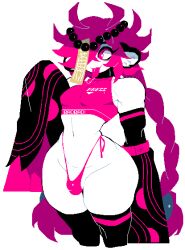 1boy arm_sleeves athletic athletic_femboy bao_bao_(kittbetelgeuse) bikini_bottom bikini_bulge bottom_heavy bottom_heavy_femboy bulge bulge_through_clothing child_bearing_hips choker dizzyspells femboy fit_femboy fit_male g-string hopping_vampire hourglass_figure jiangshi jiangshi_costume kittbetelgeuse muscular muscular_body muscular_femboy muscular_male pink_hair ponytail solo_male tank_top tanktop thick_thighs thigh_highs thighhighs tongue tongue_out vampire vampire_femboy voluptuous voluptuous_male white_skin wide_hips