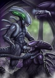 abs alien alien_(franchise) ambiguous_gender anthro balls cum cum_in_mouth cum_inside feral_only forced male oral orgasm penis rape sex viral_divinity xenolugia150 xenomorph