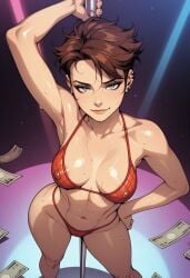 1girls ai_generated bikini exotic_dancer female female_only marvel mayday_parker nightclub pole pole_dancer pole_dancing red_bikini solo solo_female spider-girl spider-man_(series) strip_club stripper stripper_clothes stripper_pole stripping striptease superhero superheroine tagme