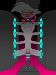 angel_dust angel_dust_(hazbin_hotel) aphrodisiac blush broken broken_rape_victim cock_sleeve crying crying_with_eyes_open dildo dildo_in_ass drug drug_collar drugged_rape drugged_sex elfinmask facing_viewer femboy forced_anal forced_masturbation forced_orgasm hazbin_hotel helpless jinki-style_restrained machine male_only malesub plusminus_restrained rape restrained sex sex_machine sex_slave slave spread_arms spread_legs stationary_restraints torture