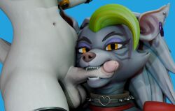 3d absurd_res amber_eyes anthro avian bite bubbshalub canid canine circumcised duo fellatio female five_nights_at_freddy's five_nights_at_freddy's:_security_breach fur futanari genitals glamrock_chica glamrock_chica_(mayosplash) green_hair grey_body grey_fur grey_hair hair herm hi_res humanoid humanoid_genitalia humanoid_penis intersex intersex/female machine mammal oral penile penis penis_bite robot robot_humanoid roxanne_wolf roxanne_wolf_(mayosplash) roxyxchica scottgames sex steel_wool_studios teeth toothy_fellatio white_body white_fur