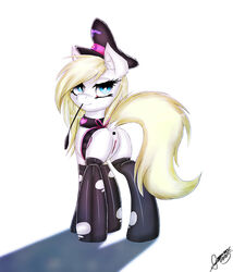 anus aryanne_(mlp) ass blonde_hair blue_eyes clitoris clothing collar cutie_mark equine fan_character female fur furry gamermac hair hat heart horse legwear looking_at_viewer looking_back mammal my_little_pony nazi pony presenting pussy raised_tail riding_crop smile solo stockings white_fur