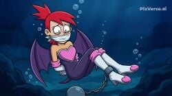 1girls ai ai_generated cartoon cartoon_network cloth_gag cosplay crossover crossover_cosplay fallnightwolf female foster's_home_for_imaginary_friends frankie_foster gagged outfit peril pixverse.ai rouge_the_bat rouge_the_bat_(cosplay) sega solo sonic_(series) sonic_the_hedgehog_(series) underwater underwater_peril