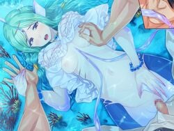 bite blue_hair breasts censored clothing female gills head_fins mermaid monster monster_girl nipples open_mouth penetration pov sex underwater vaginal_penetration vanadis water webbed_hands