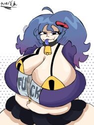 1girls 2026 aaanarkia absolute_territory ass barely_contained big_ass big_breasts big_thighs blue_hair bra breasts cleavage clothed clothing collar gigantic_breasts gigantic_thighs gradient_hair hair_pin huge_ass huge_breasts huge_thighs hyper_ass hyper_breasts large_breasts oc original original_character request requested simple_background skirt someone_else's_oc thick_thighs topwear vulgar wide_hips