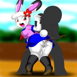 anthro aozora clothing female fur invisible kemono lagomorph legwear mammal panties penetration pussy rabbit red_eyes stockings tears underwear white_fur