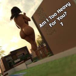 1boy 1boy1girl 1girls 3d am_i_too_heavy_for_you big_ass big_breasts big_thighs bigger_female breasts brown-skinned_female brown_body brown_skin bust busty chest couple couple_(romantic) curvaceous curvy curvy_figure dark-skinned_female dark_skin duo emk3d enormous_thighs female giant giant_breasts giantess gigantic_thighs height_difference hips hourglass_figure huge_ass huge_breasts huge_thighs hyper_breasts hyper_thighs imane_(emk3d) large_ass large_breasts large_thighs larger_female legs macro macro/micro macro_female macro_on_micro male male/female massive_breasts massive_thighs mature mature_female mature_male micro micro_male micro_on_macro mini_giantess original original_character original_characters shorter_male size_difference slim_waist smaller_male straight tall tall_female taller_female taller_girl thick thick_hips thick_legs thick_thighs thighs voluptuous voluptuous_female waist wide_hips wide_thighs