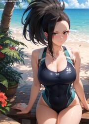1girls 2d ai_generated ass athletic athletic_female bare_shoulders belly big_breasts bikini bikini_bottom bikini_top black_eyes black_hair boku_no_hero_academia breasts chest curvy curvy_figure cute cute_face detailed eyelashes eyeshadow female female_only fit fit_female focus green_eyes high_quality large_breasts legs light-skinned_female light_skin lips lipstick looking_at_viewer makeup mascara midriff momo_yaoyorozu my_hero_academia navel nero100 outdoors outside pale-skinned_female pale_skin ponytail posing seductive seductive_look stable_diffusion swimsuit swimwear tagme thighs thin_thighs thin_waist