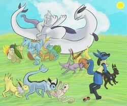 all_fours alternate_color ambiguous_gender anal bisexual blue_fur bulbasaur charmander chikorita cloud cum cyndaquil doggy_style eeveelution espeon fellatio female fin flareon from_behind fur furry furry_only gay grass group group_sex jolteon kissing larvitar lucario lugia male mew mewtwo nintendo oral orgy penis poke_ball pokemon pokemon_(species) pokemon_gsc pokemon_rgby pokemon_rse precum red_fur rimming sex spitroast squirtle straight straight_hair sun tan_fur totodile umbreon vaporeon video_games yellow_fur