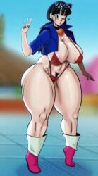 big_breasts bikini chichi dragon_ball tenra101 thick_legs thick_thighs