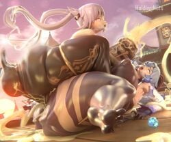 2futas 3d ass cum futa_on_futa futa_only futanari ganyu_(genshin_impact) genshin_impact holdingnuts horsecock horsecock_futa huge_ass huge_breasts keqing_(genshin_impact) large_breasts mating_press rippling_ass sex thick_thighs voluptuous wide_hips