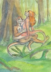 anthro bipedal breast_lick breasts closed_eyes cowgirl_position duo female haska licking male mammal mustelid nude on_top otter penetration sex sitting smile straddling straight tasteful tongue tongue_out