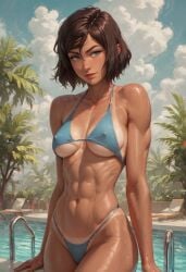 1girls ai_generated assertive_female athletic_female avatar_the_last_airbender bikini curvaceous curvaceous_body curves curvy curvy_body curvy_female curvy_figure female female_only femdom fit fit_female freckles heroineshowcase hourglass_figure korra muscle_girl muscular muscular_arms muscular_female pool poolside public short_hair shy shy_smile sweat sweating sweaty tanline the_legend_of_korra thick thick_legs thick_thighs underboob voluptuous voluptuous_female