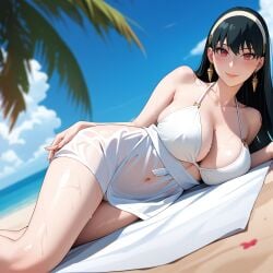 1girls 2d ai_generated athletic athletic_female bare_shoulders belly big_breasts bikini bikini_bottom bikini_top black_hair blush breasts chest curvy curvy_figure cute cute_face dark_hair detailed eyelashes eyeshadow female female_focus fit fit_female focus hairband hands_behind_head hands_up high_quality image large_breasts legs light-skinned_female light_skin lips lipstick long_hair looking_at_viewer makeup mascara mature nero100 outdoors outside pale-skinned_female pale_skin red_eyes seductive seductive_look shy spy_x_family stable_diffusion swimsuit swimwear tagme tall tall_female thighs uncensored yor_briar yor_forger