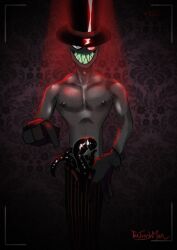 black_body black_hat_(villainous) cartoon_network cartoon_network_studios grin grinning large_penis looking_at_viewer monocle pants penis penis_out sharp_teeth tagme top_hat topless unusual_anatomy unusual_genitalia unusual_penis villain villainous