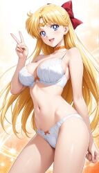 ai_generated bishoujo_senshi_sailor_moon blonde_hair bow_panties bra minako_aino panties pinky_ai red_bow sailor_venus tagme underwear white_bra white_panties