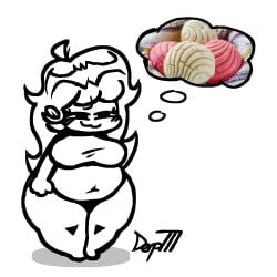 blush chubby cute derp777 fat food friday_night_funkin girlfriend_(friday_night_funkin) mexican_food no_color panties tagme thought_bubble white_background