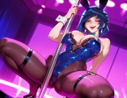1girls ai_generated animal_ears ass_visible_through_thighs balecxi bangs bare_shoulders black_footwear black_hair black_pantyhose blue_hair blue_leotard blunt_bangs blush bob_cut bow bowtie braid breasts brown_pantyhose bunnysuit cleavage clothing curvaceous curvaceous_female curvaceous_figure curvy curvy_figure detached_collar diagonal_bangs earrings eyeshadow fake_animal_ears female female female_focus footwear genshin_impact green_eyes high_heels highleg highleg_leotard holding_pole indoors inviting inviting_to_sex jewelry large_breasts legwear leotard lipstick looking_at_viewer makeup mascara mole mole_on_breast multicolored_hair nail_polish one_eye_closed open_mouth pantyhose playboy_bunny pole pole_dancing presenting presenting_ass presenting_breasts presenting_hindquarters presenting_pussy presenting_self purple_eyeshadow rabbit_ears seductive seductive_look seductive_smile shoes short_hair skindentation smile solo spread_legs squatting strapless strapless_leotard stripper stripper_pole teeth thigh_strap thighs tongue upper_teeth_only voluptuous voluptuous_female wrist_cuffs yelan_(genshin_impact)
