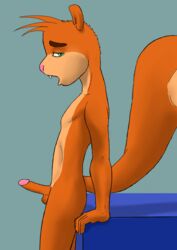 anthro balls buckteeth cartoon_network fur glans green_eyes looking_at_viewer male male_only mammal orange_fur penis rodent scaredy_squirrel scaredy_squirrel_(character) slim solo squirrel the_cosmos_owl_(artist)