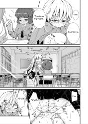 2females 2girls at_school blonde_hair breasts_out brown_hair buttcheek_clench cambropachycope clitoral_masturbation clitoral_stimulation close-up clothed_female corner_humping corner_masturbation crotch_rub edge_humping edge_masturbation embarrassed embarrassed_female english_text english_translation female female_focus female_masturbation female_only fingering fingering_nipple fingering_partner girls_only japanese_text light-skinned_female light_skin loli manga manga_page moan moaning moaning_girl moaning_in_pleasure pussy pussy_juice pussy_masturbation pussy_stimulation rubbing_clitoris rubbing_through_panties school school_desk school_uniform schoolgirl schoolgirl_uniform soso-zagri table_masturbation through_panties yuri カンブロパキコーペ