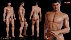 1boy 3d abs ass balls black_background black_hair character_sheet flaccid lgmods male male_only muscular nipples penis pubic_hair ryo_hazuki shenmue simple_background solo tan_skin video_games