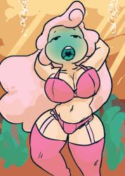 asphyxiation big_breasts big_thighs bra breasts bubble bubbles drowned drowning female huge_breasts lingerie macareunsfw mia_(okami_tomato) panties pink_bra pink_hair pink_lingerie pink_panties posing posing_for_the_viewer seabed seaweed stockings underwater water zxtomatofan
