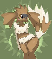 2015 anthro bipedal black_nose blush breasts brown_eyes elpatrixf female navel nintendo nipples pokemon pokemorph pussy zigzagoon