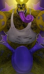 absurd_res animatronic anthro belly_hair big_bulge body_hair bulge chest_hair clothing eye_scar facial_scar five_nights_at_freddy's five_nights_at_freddy's_3 hi_res huge_bulge jockstrap lagomorph leg_hair leporid long_tongue machine male mammal mature_male muscular muscular_male nastybluepal rabbit robot scar scottgames scratches solo springtrap_(fnaf) tongue tongue_out torn_clothing underwear