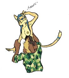 anthro breasts camo chaoshetra duo feet_first feline female hyena mammal salute vore