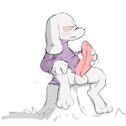 1boy anthro balls big_penis blush bottomless cave_story clothing erection king_(cave_story) lagomorph looking_down male male_only mammal masturbation mimiga outside penis redemption3445 shirt sitting sketch solo spread_legs spreading tree_stump video_games