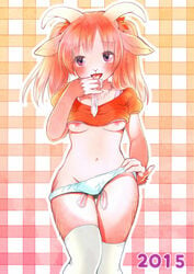 blush breasts caprine clothing condom cum female filled_condom fur hair kemono kiichi long_hair mammal nipples panties pink_fur pink_hair purple_eyes pussy sheep solo underwear