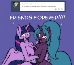 2015 alicorn anthro anthrofied arcane_shade breasts dialogue duo english_text equine female friendship_is_magic furry futa_on_female futanari gloves hair horn intersex long_hair looking_at_viewer mammal my_little_pony nipples nude open_mouth penis plain_background princess_twilight_sparkle_(mlp) suirano text tumblr twilight_sparkle_(mlp) unicorn wings