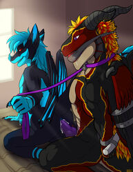 anal anal_sex anthro balls biceps bondage bondage bound claws cum duo erection gay hair horn iggi knot male muscles pecs penetration penis precum sex sulfer sulferdragon wings