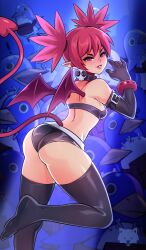 1girls ass big_ass devil_girl devil_wings disgaea disgaea_1 etna female_focus josephwolf looking_at_viewer nippon_ichi_software prinny red_eyes red_hair small_breasts thick_thighs wings