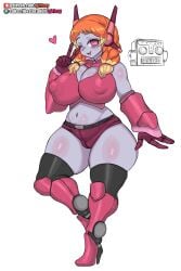 1girls big_breasts big_thighs breasts female female_only girlsay huge_thighs large_thighs looking_at_viewer robot robot_girl short_shorts solo solo_female thick_thighs thighs voluptuous white_background