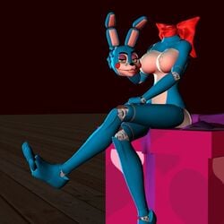 animatronic anthro bonnie_(disembowell) crossed_legs detachable_head female five_nights_at_freddy's five_nights_at_freddy's_2 gift headless machine mechanical modular robot solo toy_bonnie_(fnaf)