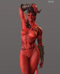 1girls 3d 3d_(artwork) 3d_model baldur's_gate baldur's_gate_3 female female_focus female_only karlach naked naked_female nude nude_female red_body red_skinned_female shaved_pussy solo solo_female solo_focus tattooed_female tiefling vyet3d