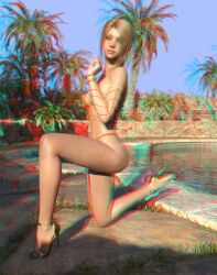 3d anaglyph andromeda_(greek_mythology) blonde_hair bubble_butt chains daz3d daz_studio greek_mythology heels self_upload thin_waist