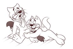 anthro cum cum_in_mouth cum_inside cum_on_tongue cumshot duo fancy_fancy feline furry gay male mammal oral orgasm roarey_raccoon spook top_cat_(series)