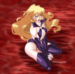 2022 artist_name artist_signature black_clothing blonde_hair draculina_(dynamite_comics) dynamite_comics female female_only light-skinned_female light_skin long_hair red_floor solo tagme tagme_(artist) vampirella