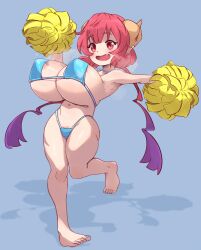 1girls big_breasts bikini bikini_bottom bikini_top cleavage female female_only horns ilulu_(dragon_maid) large_breasts leokingdom miss_kobayashi's_dragon_maid navel open_mouth panties pom_poms pubic_hair red_eyes red_hair skirt thick_thighs thighs underboob wide_hips